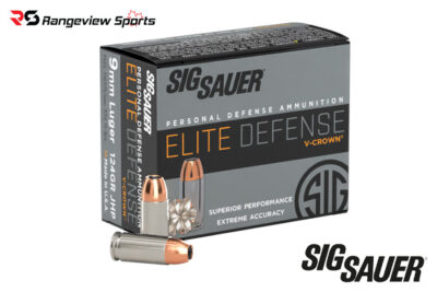 Sig Sauer Elite Defense 9mm Pistol Ammo, 124gr Elite V-Crown JHP - 20Rds