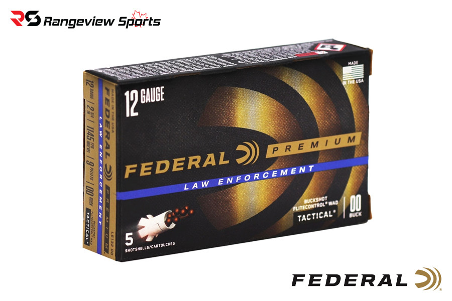 Federal Law Enforcement Buckshot, 12Ga 2 3/4'' #00 Buckshot 9Pellets 1145FPS- 5Rds Federal Law Enforcement Buckshot, 12Ga 2 3/4'' #00 Buckshot 9Pellets 1145Fps- 5Rds