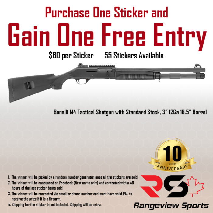 m4-standard-sticker.jpg Rangeview Sports Sticker (Benelli M4 Tactical Shotgun With Standard Stock, 3&Amp;Quot; 12Ga 18.5&Amp;Quot; Barrel) - Image 1