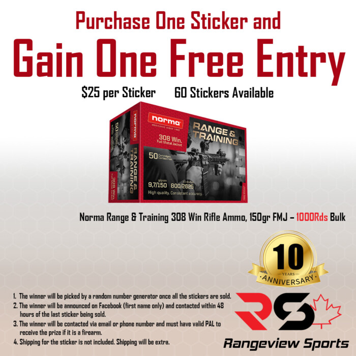 norma-sticker.jpg Rangeview Sports Sticker (Norma Range &Amp;Amp; Training 308 Win Rifle Ammo, 150Gr Fmj - 1000Rds Bulk) - Image 1