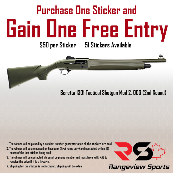 1301-odg-2nd-rnd-sticker.jpg Rangeview Sports Sticker (Beretta 1301 Tactical Shotgun Mod 2, Odg, 2Nd Round) - Image 1