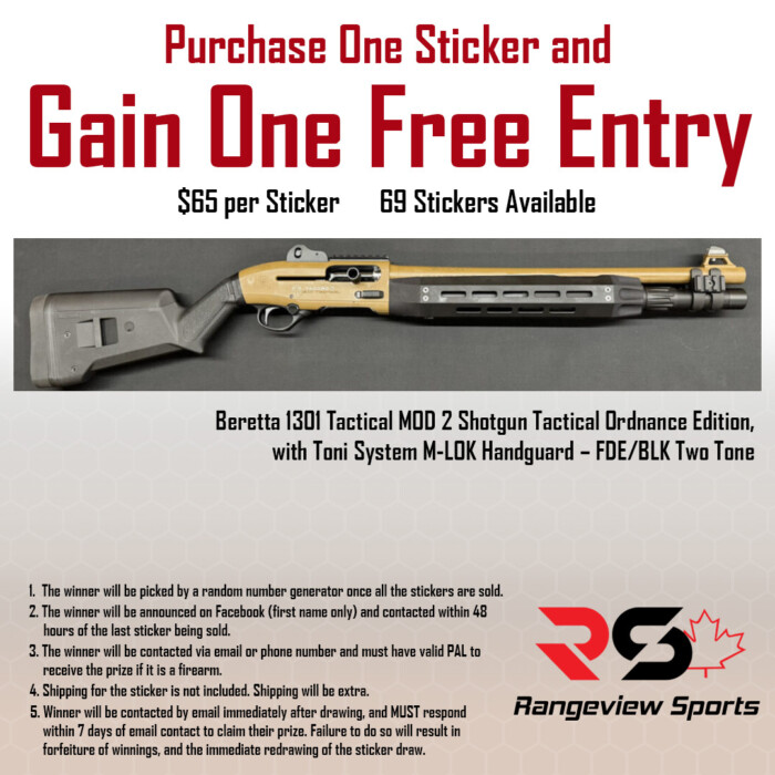 1301-tacord-sticker.jpg Rangeview Sports Sticker (Beretta 1301 Tactical Mod 2 Shotgun Tactical Ordnance Edition, With Toni System M-Lok Handguard - Fde/Blk Two Tone) - Image 1