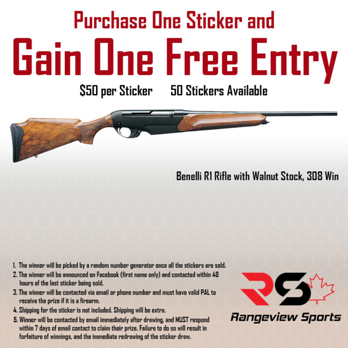 r1-308-sticker.jpg Rangeview Sports Sticker (Benelli R1 Rifle With Walnut Stock, 308 Win) - Image 1