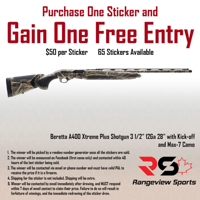 beretta-a400-xtreme-plus-max7-sticker-title-margin-1080.webp Rangeview Sports Sticker (Beretta A400 Xtreme Plus Shotgun 3 1/2&Quot; 12Ga 28&Quot; With Kick-Off And Max-7 Camo) - Image 1