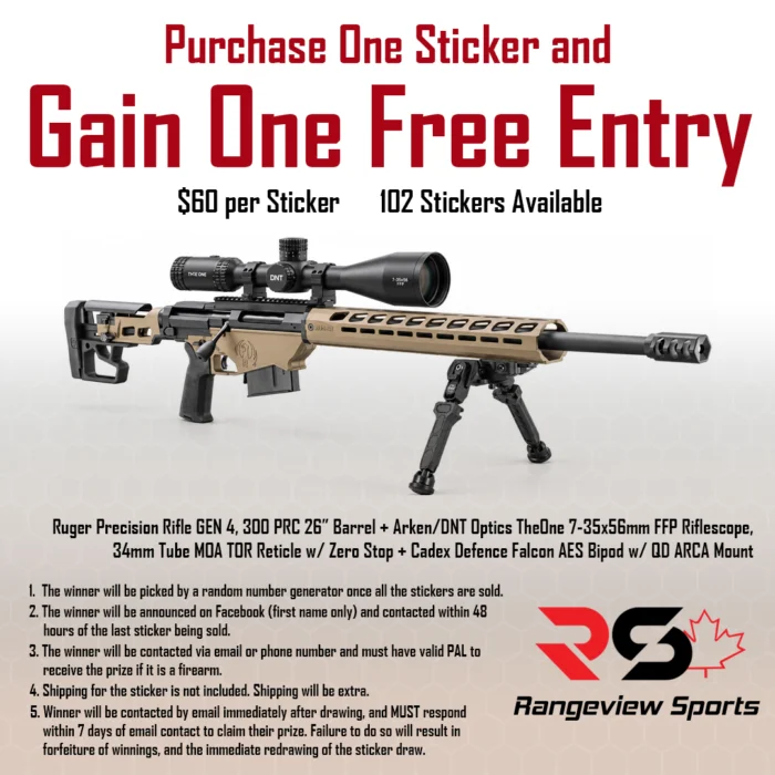 rpr-300-prc-theone-cadex-falcon-sticker-1080.webp Rangeview Sports Sticker (Ruger Precision Rifle Gen 4, 300 Prc 26&Amp;Quot; Barrel + Arken/Dnt Optics Theone 7-35X56Mm Ffp Riflescope, 34Mm Tube Moa Tor Reticle W/ Zero Stop + Cadex Defence Falcon Aes Bipod W/ Qd Arca Mount) - Image 1